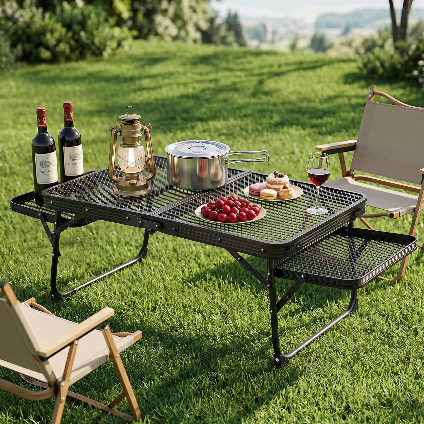 Weisshorn Mesh Folding Camping Table - Black