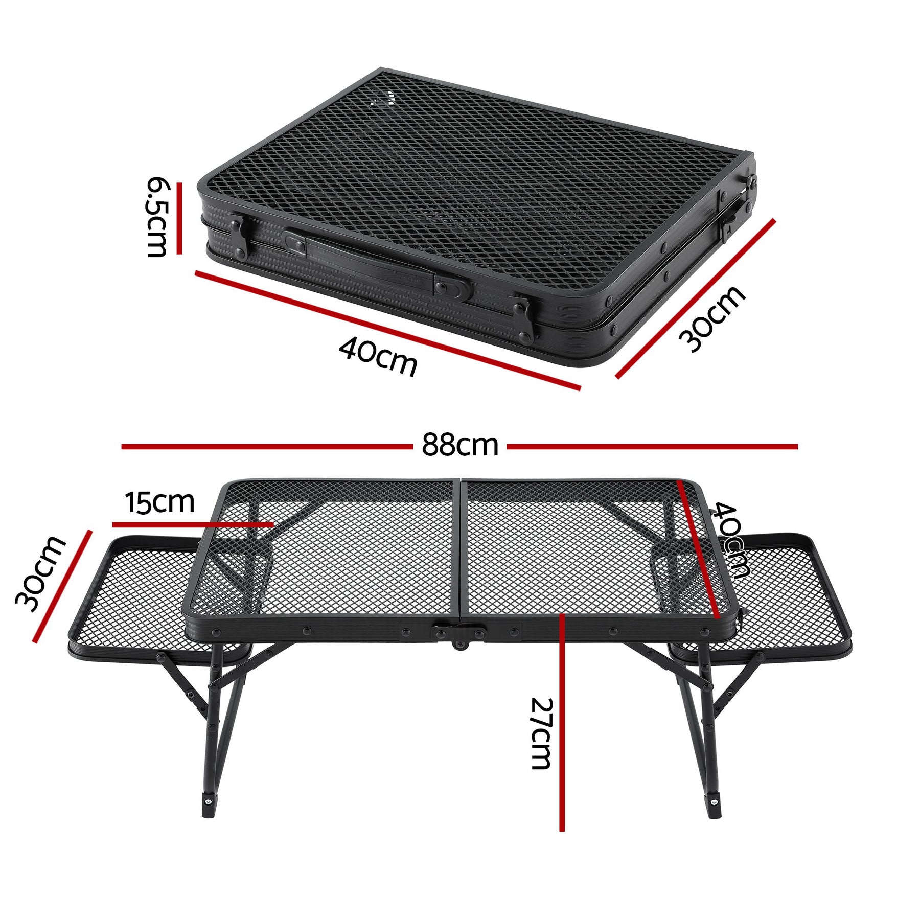 Weisshorn Mesh Folding Camping Table - Black
