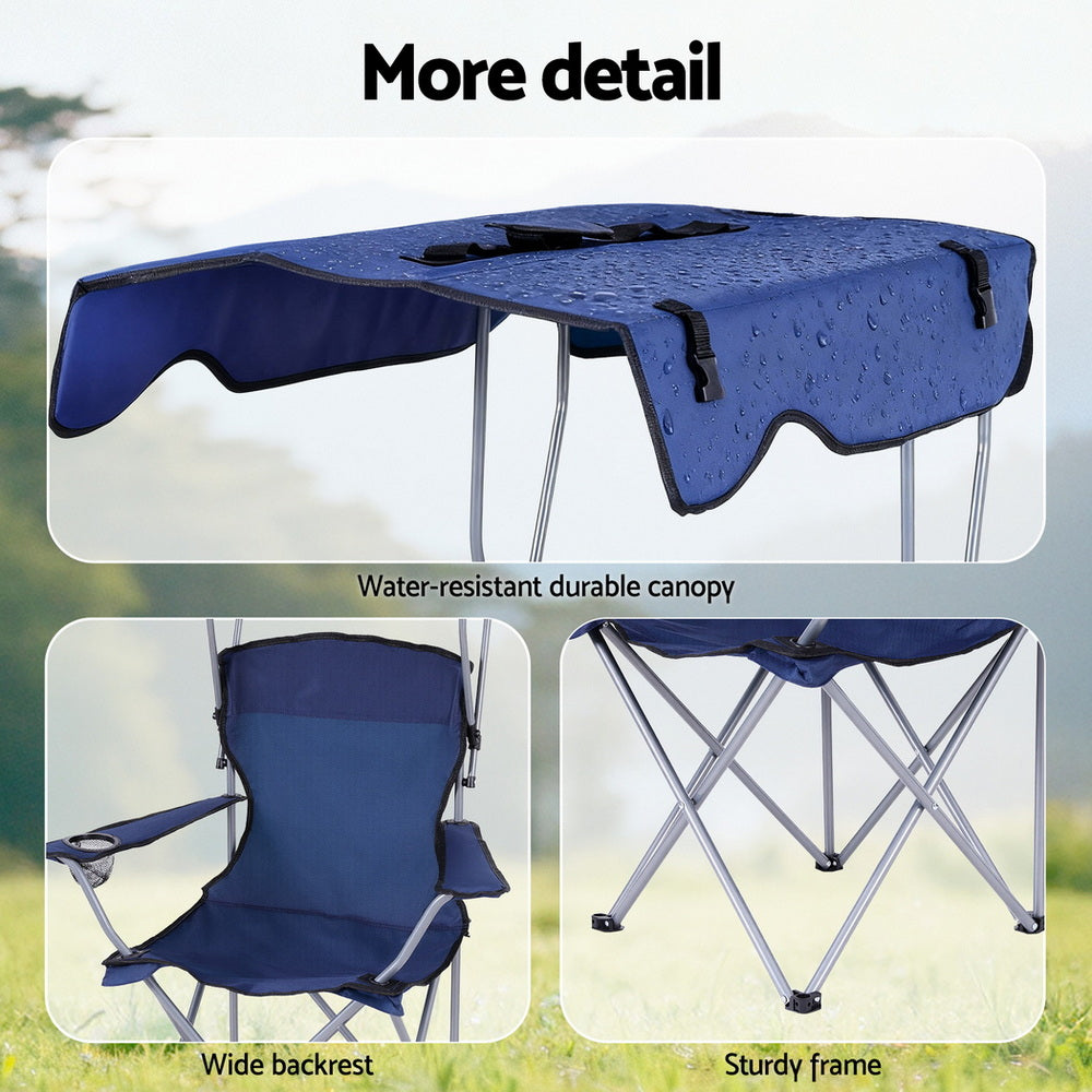 Weisshorn Portable Folding Camping Chair with Canopy - Navy Blue - SuperSaverAU - view 8