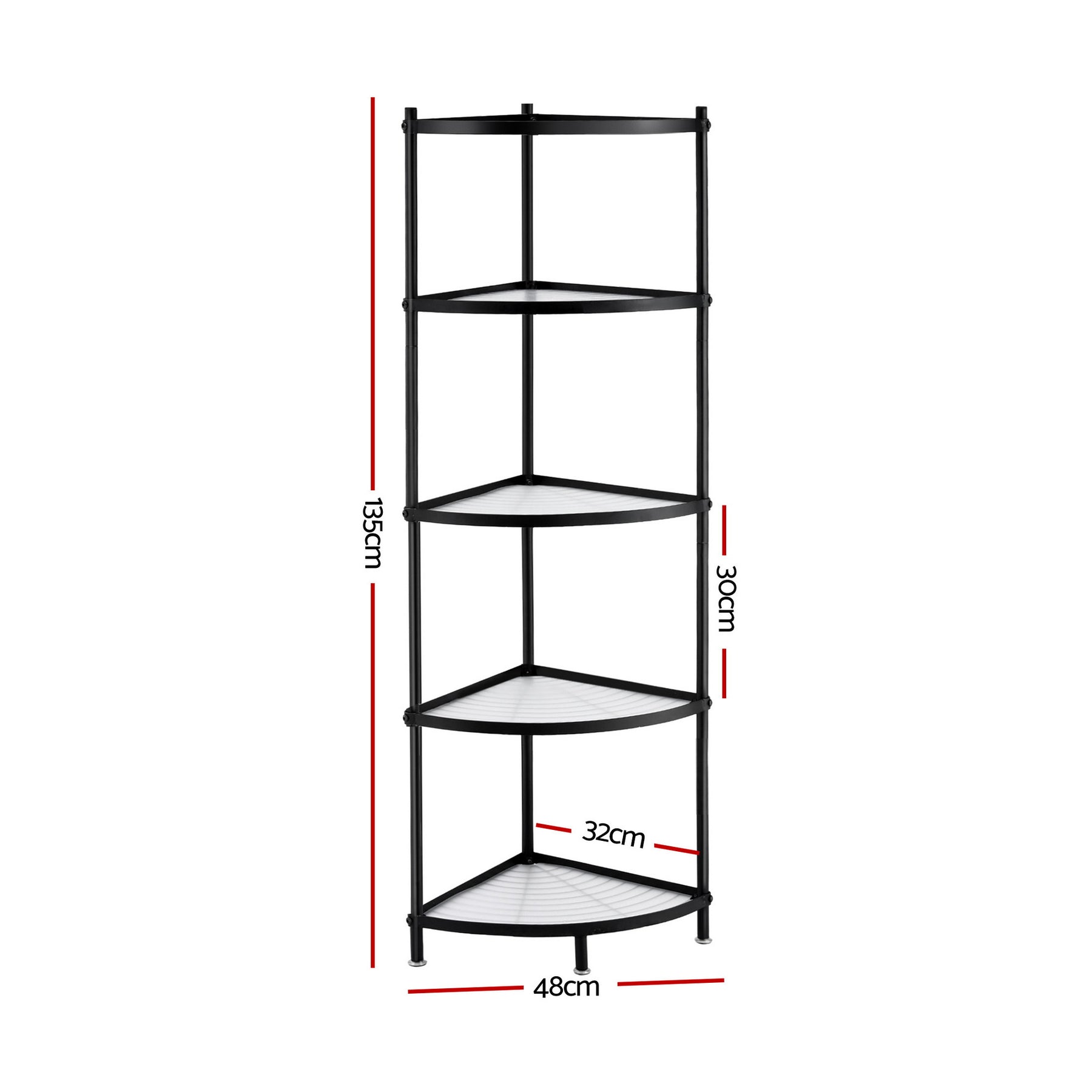 Artiss 5-Tier Metal Kitchen Corner Shelf Rack - Black