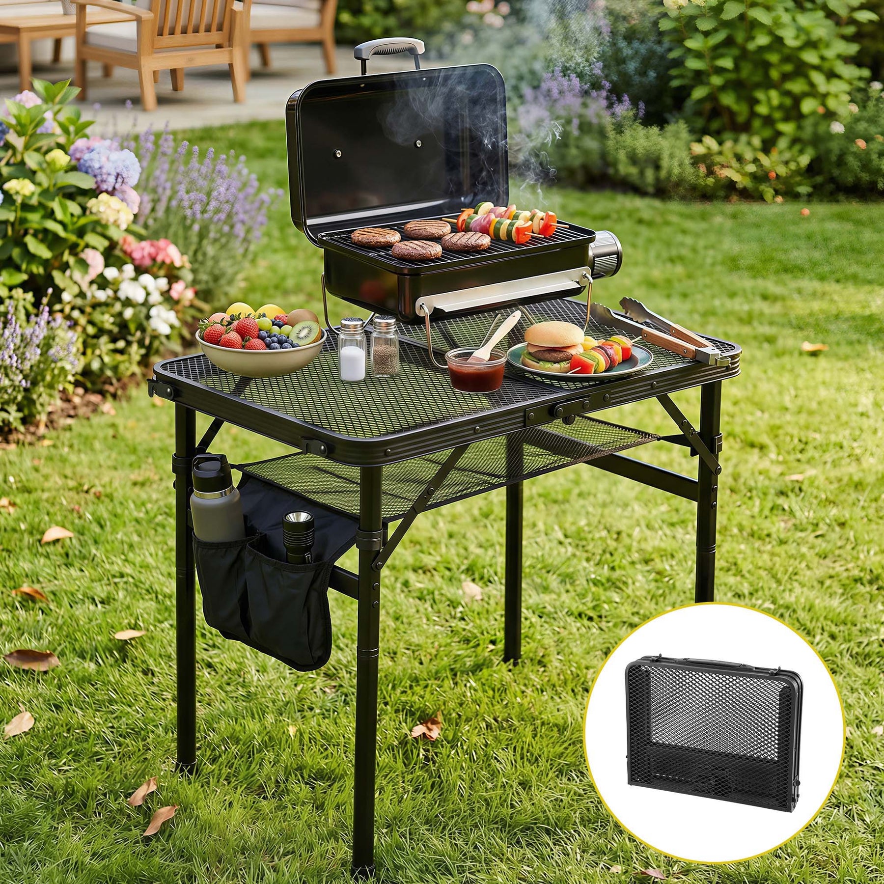 Gardeon BBQ Camp Table, 60*40*56 Portable Foldable Lightweight Grill Outdoor Metal Table 2.5kg - SuperSaverAU - view 1