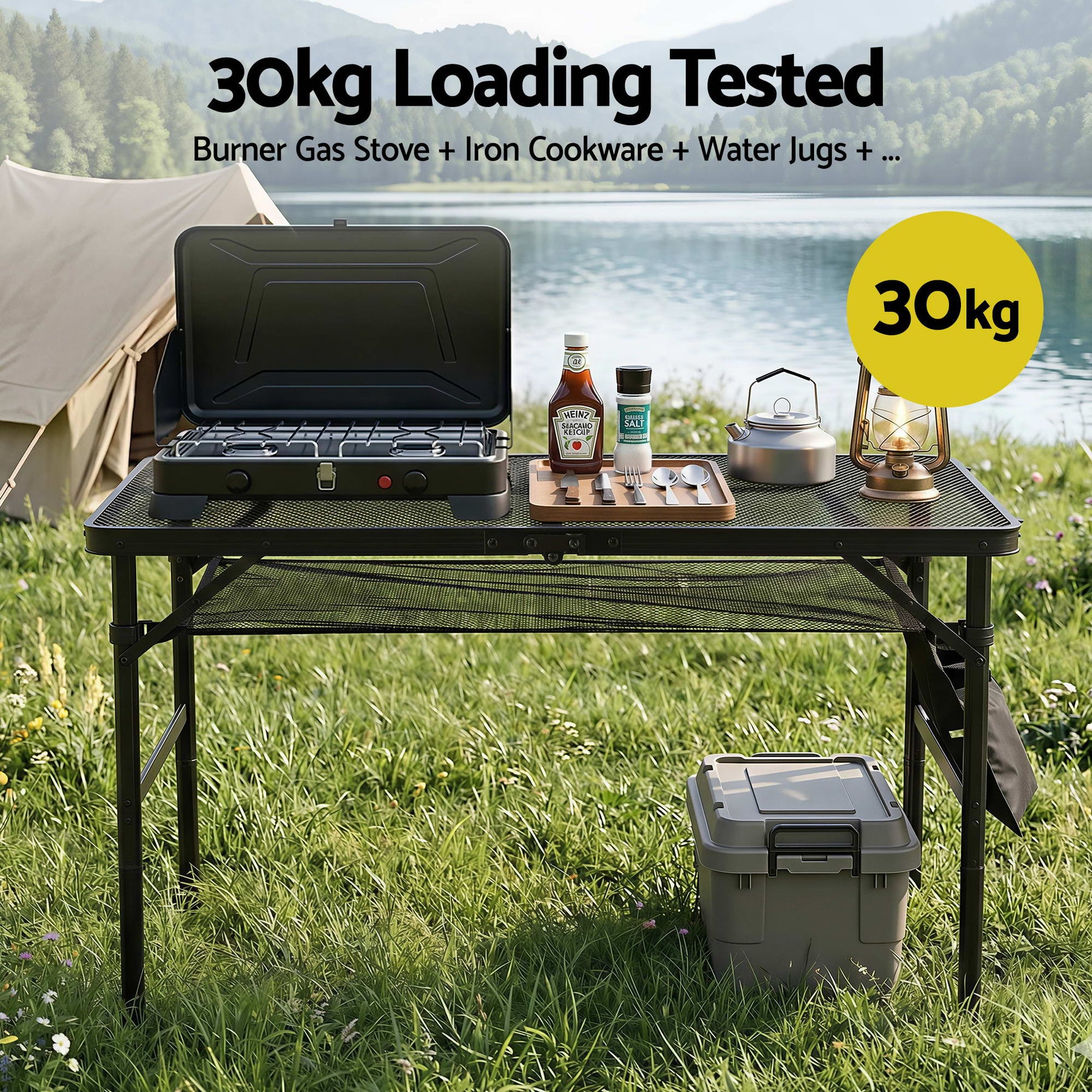 Gardeon BBQ Camp Table, 90*60*66 Portable Foldable Lightweight Grill Outdoor Metal Table 3.9kg - SuperSaverAU - view 4