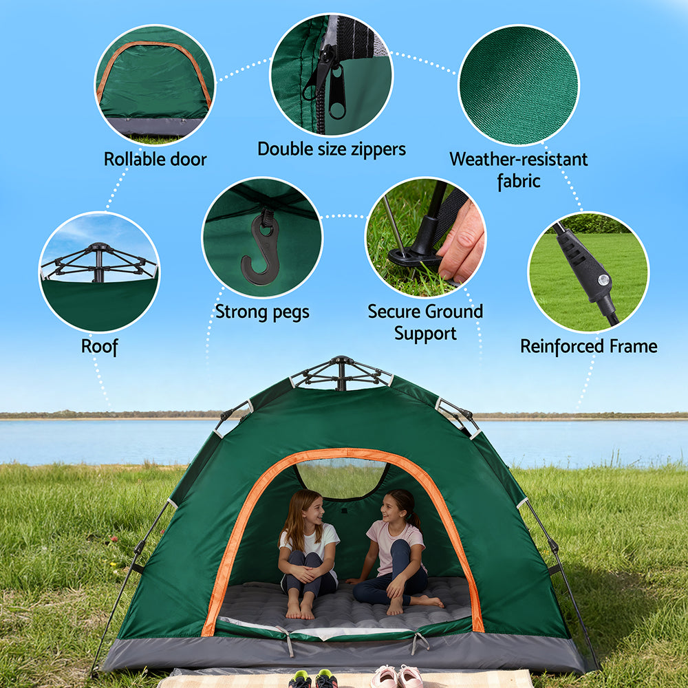 Weisshorn Camping Tent Instant Tent Pop up 2 Person Outdoor Hiking Tents Hiking Green - SuperSaverAU - view 7