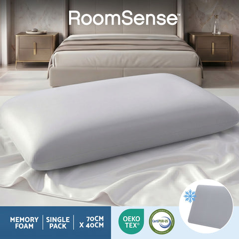RoomSense 2 Pack Cooling Memory Foam Pillows - 70 x 40 x 10cm