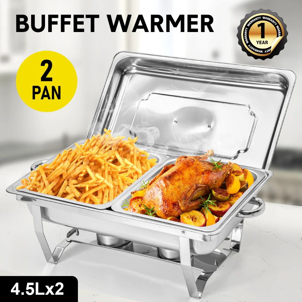 Alston 9L Stainless Steel Chafing Dish Set with 2 x 4.5L Pans - Silver