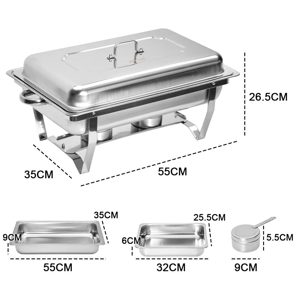 Alston 9L Stainless Steel Chafing Dish Set with 2 x 4.5L Pans - Silver