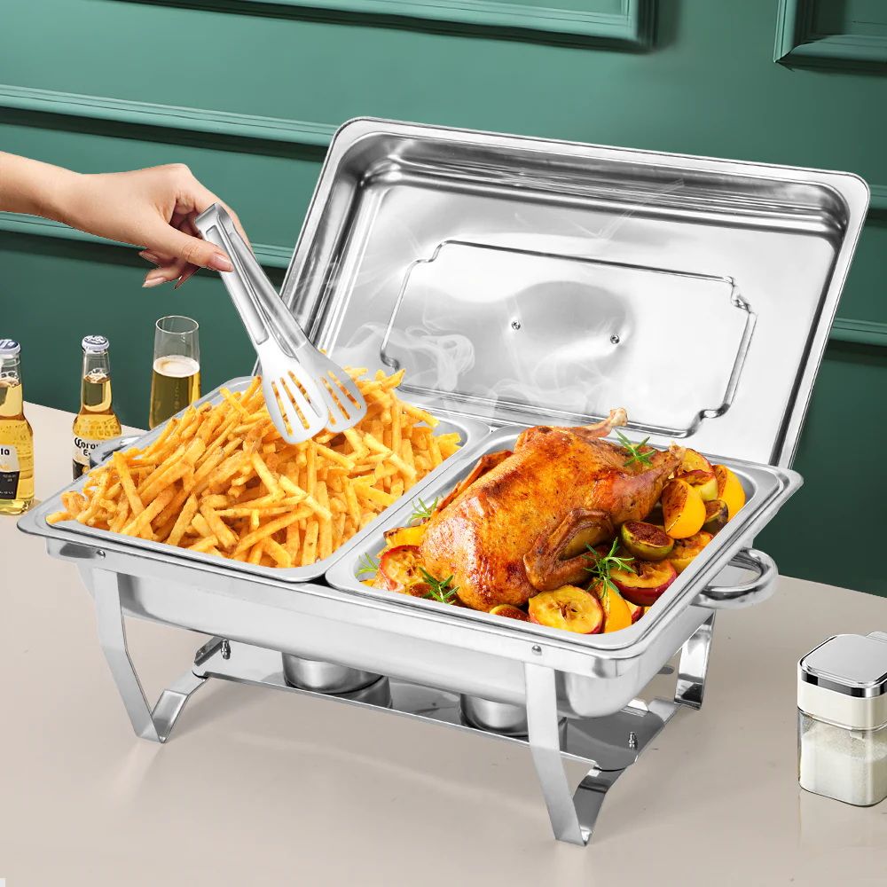 Alston 9L Stainless Steel Chafing Dish Set with 2 x 4.5L Pans - Silver