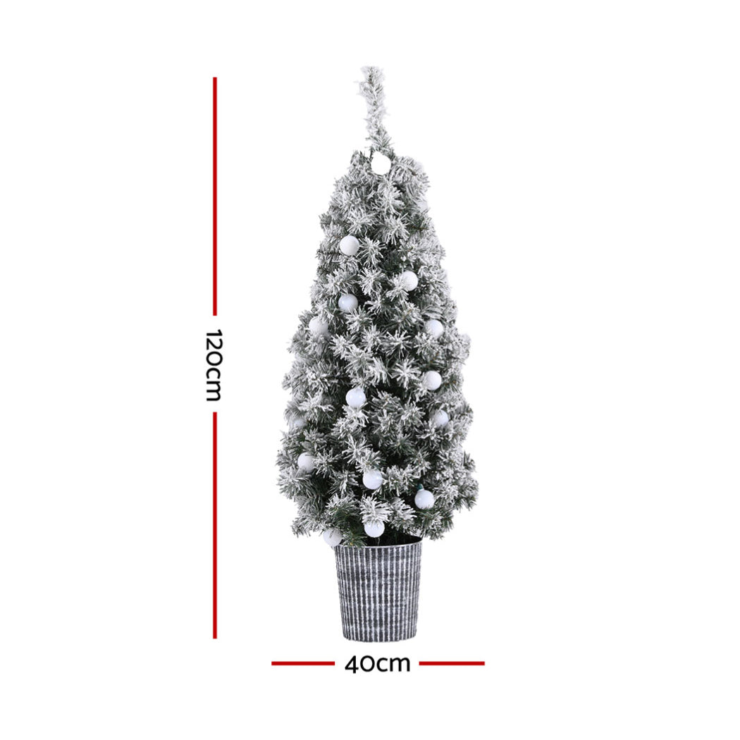 Jingle Jollys Christmas Tree 1.2M Potted Snowy Xmas Tree - SuperSaverAU - view 2