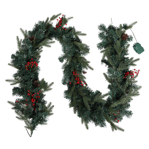 Jingle Jollys 2.4m Christmas Garland with LED Lights Decorations Xmas Party - SuperSaverAU - view 1