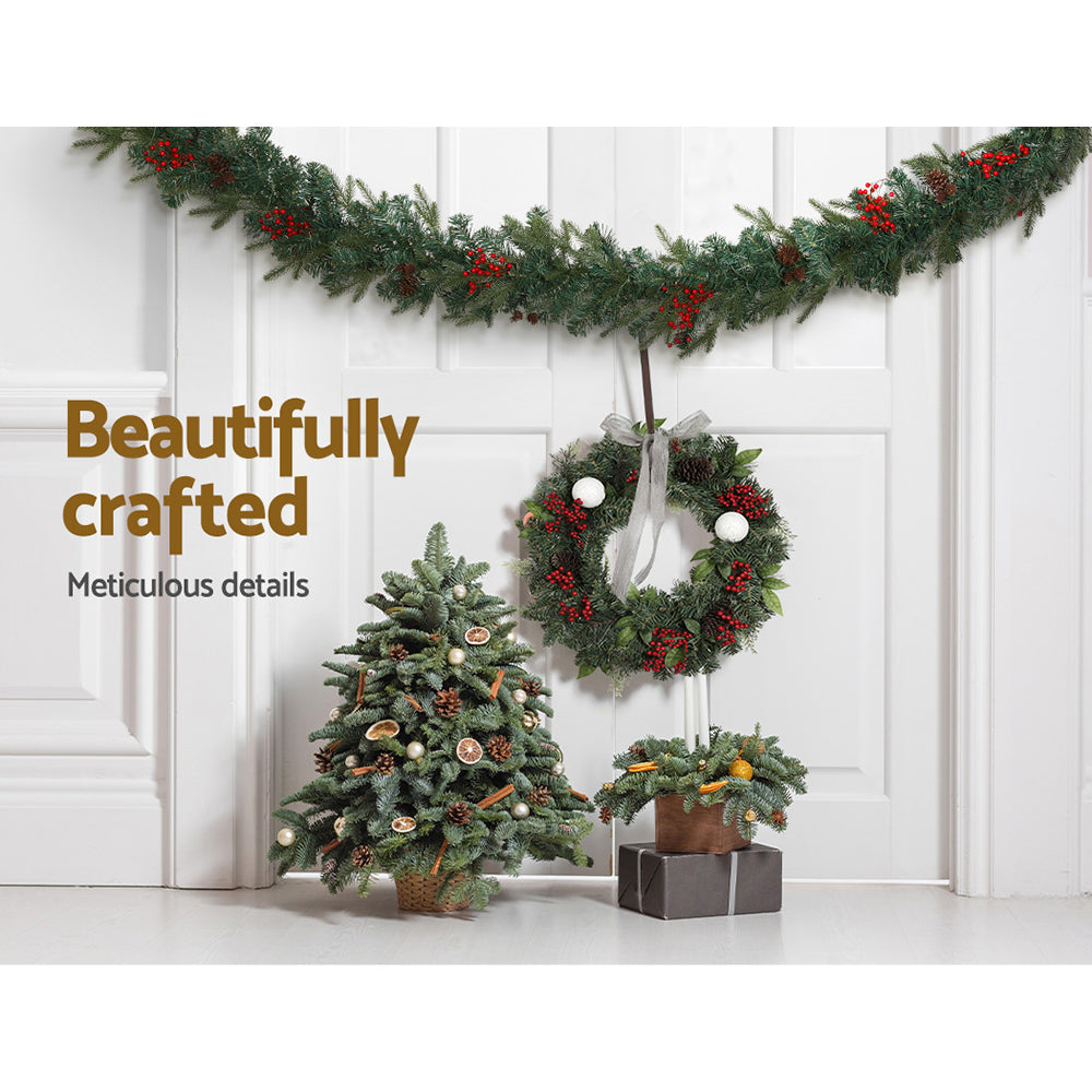 Jingle Jollys 2.4m Christmas Garland with LED Lights Decorations Xmas Party - SuperSaverAU - view 6