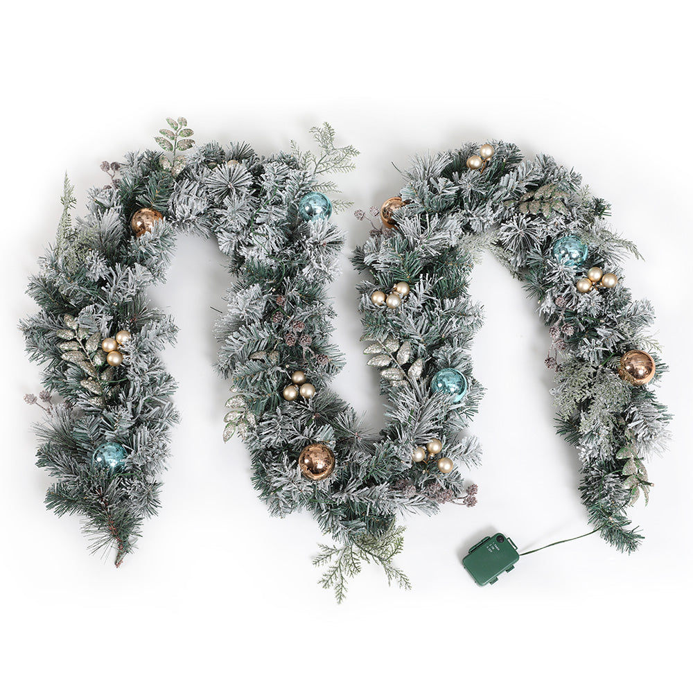Jingle Jollys 2.7m Christmas Garland with LED Lights Snowy Decoration Xmas Party - SuperSaverAU - view 1