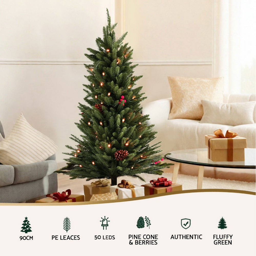 Jingle Jollys Mini Christmas Tree 90cm LED Xmas Tree Party Decorations - SuperSaverAU - view 4