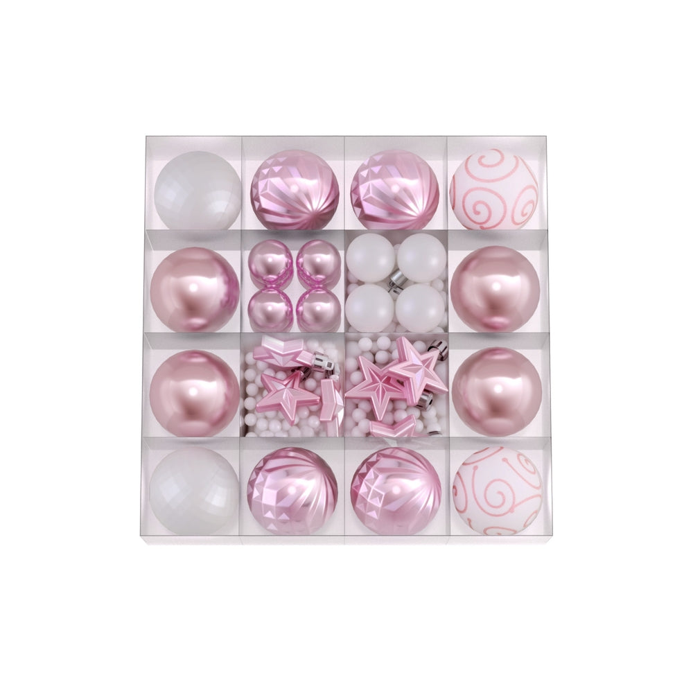 Jingle Jollys 33pcs Christmas Tree Decorations Set Baubles Ornaments Party Pink - SuperSaverAU - view 3