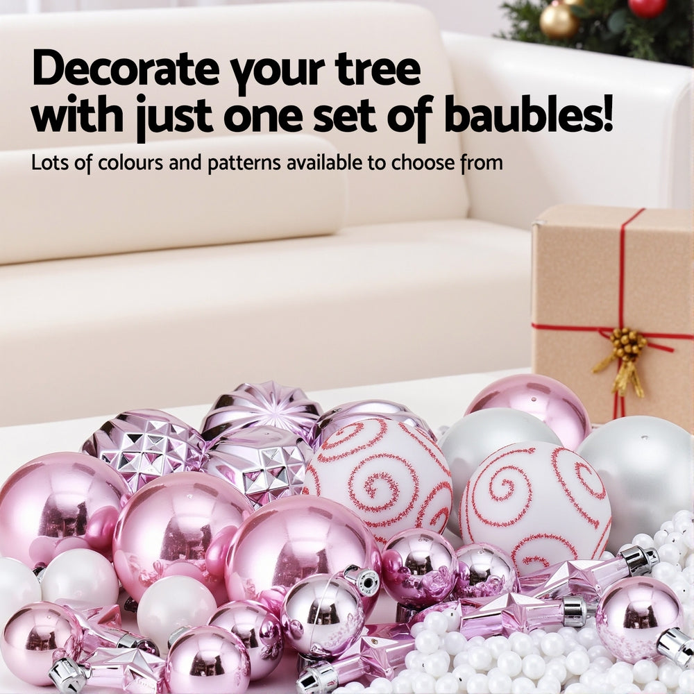 Jingle Jollys 33pcs Christmas Tree Decorations Set Baubles Ornaments Party Pink - SuperSaverAU - view 4