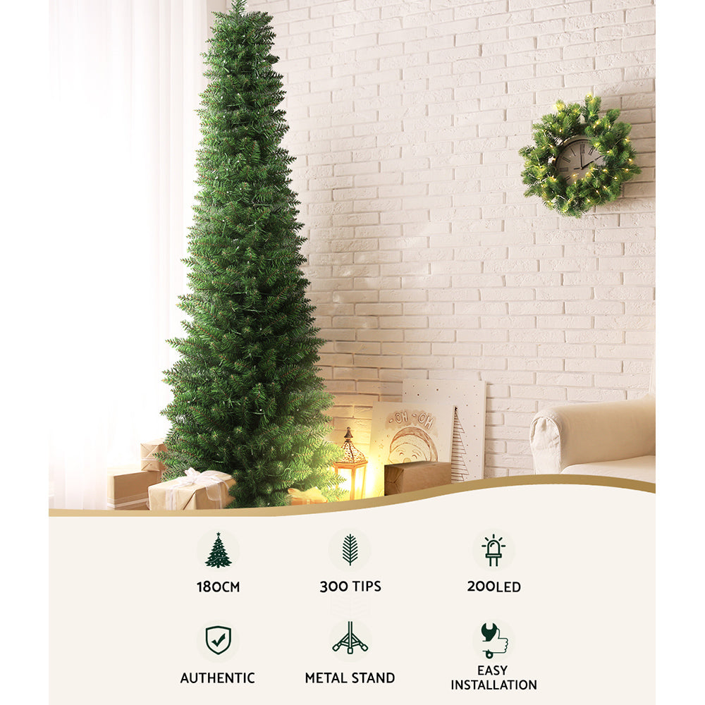 Jingle Jollys Christmas Tree 1.8m Pre-Lit 200 LED Lights Xmas Tree Decorations - SuperSaverAU - view 3