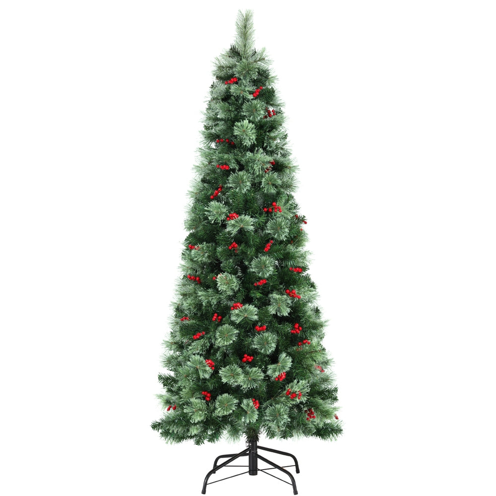 Jingle Jollys Christmas Tree 1.8M LED Xmas Tree Party Decorations Red Barries - SuperSaverAU - view 3