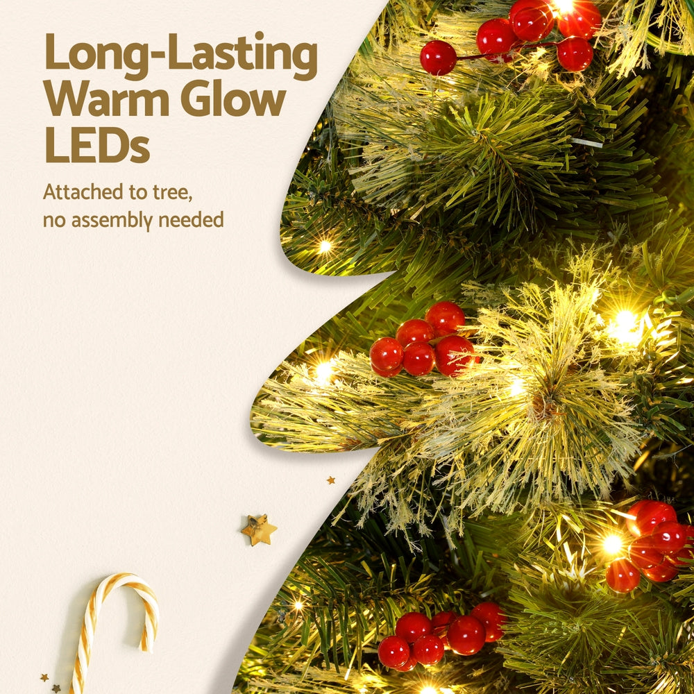 Jingle Jollys Christmas Tree 1.8M LED Xmas Tree Party Decorations Red Barries - SuperSaverAU - view 6