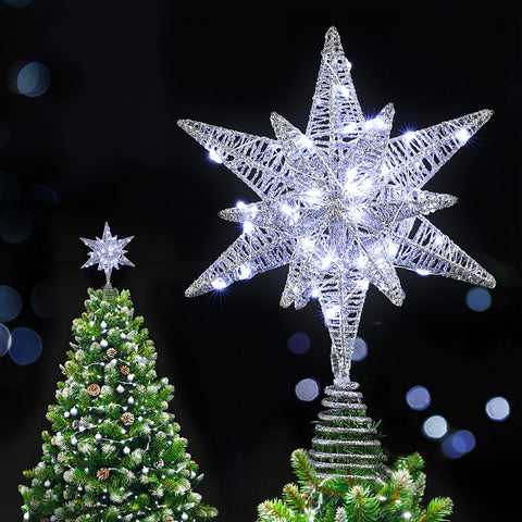 Jingle Jollys 3D Christmas Tree Topper Star LED Decorations Xmas Party Timer - SuperSaverAU - view 1