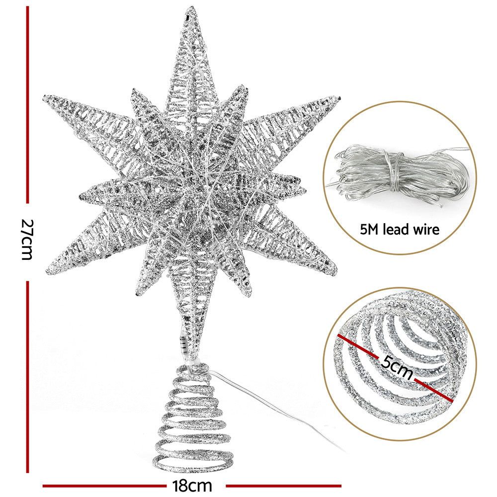 Jingle Jollys 3D Christmas Tree Topper Star LED Decorations Xmas Party Timer - SuperSaverAU - view 2