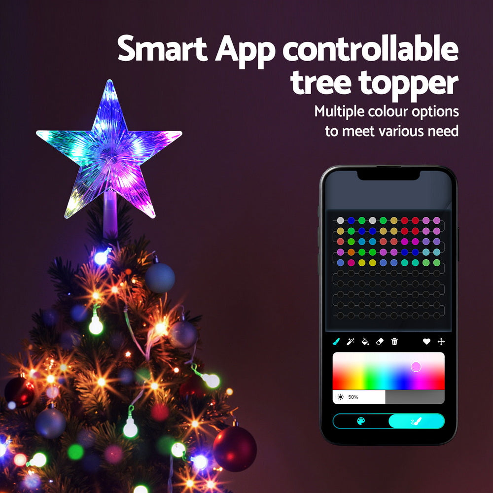 Jingle Jollys Christmas Tree Topper Star RGB LED Xmas Decor 80 Modes APP Control - SuperSaverAU - view 3