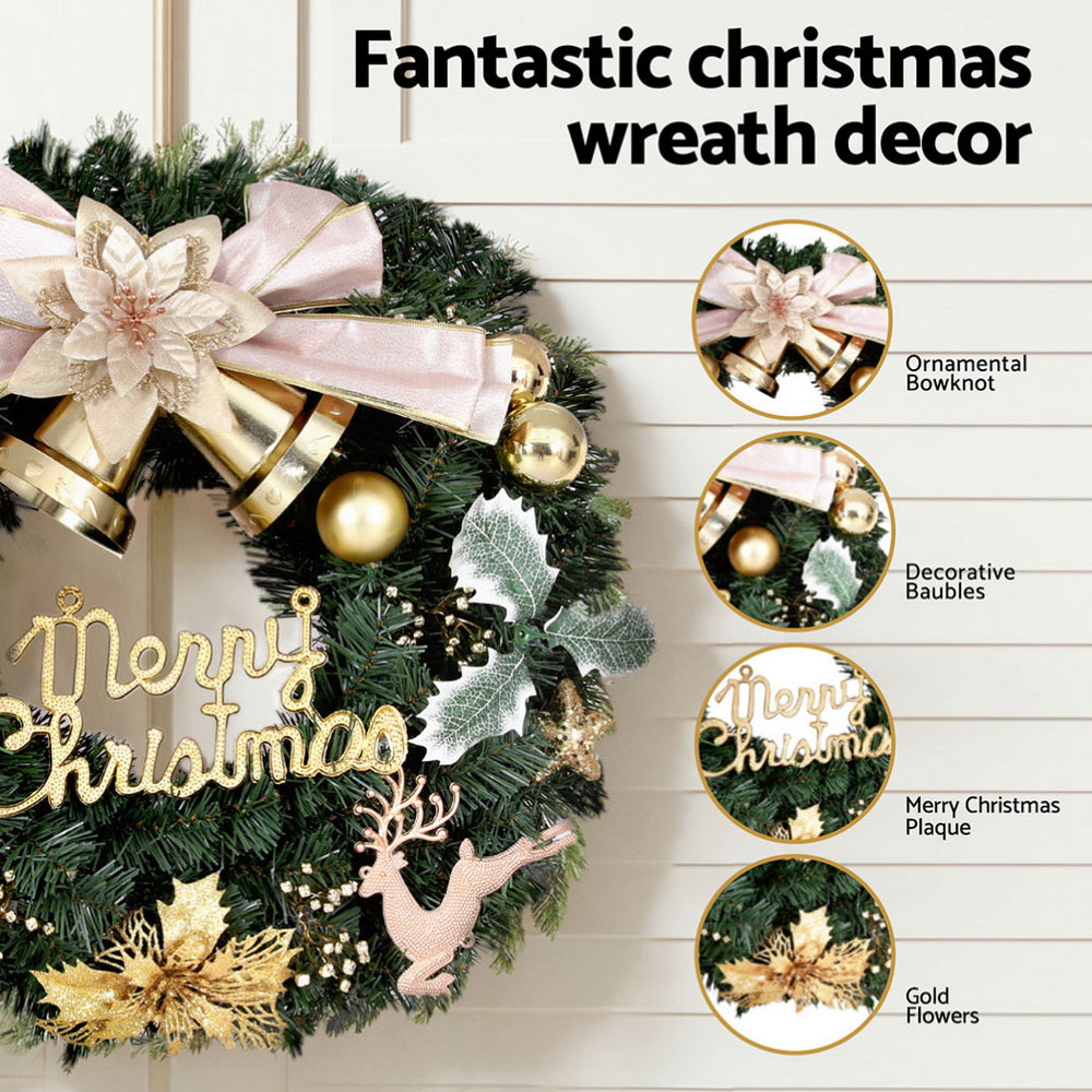 Jingle Jollys Christmas Wreath 60CM Garland Flowers Baubles Party Decorations - SuperSaverAU - view 4