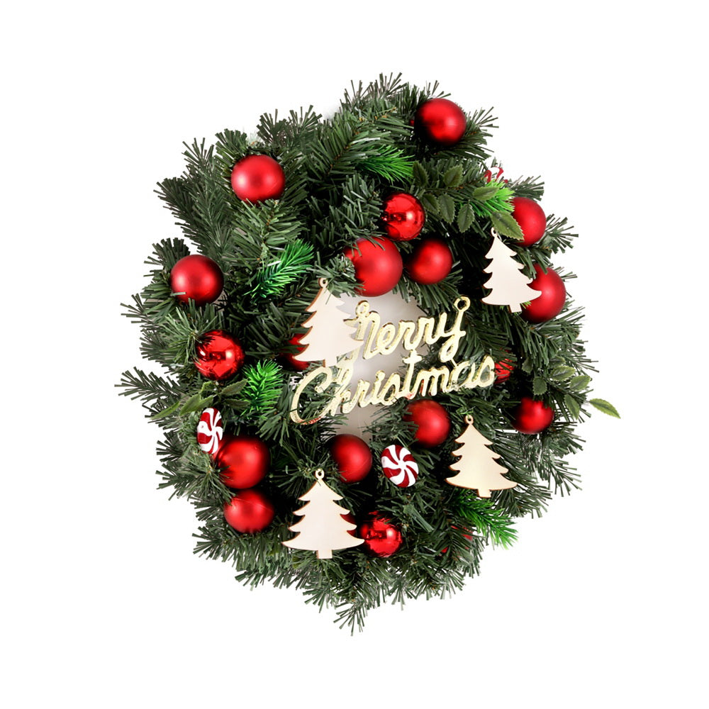 Jingle Jollys Christmas Wreath 40CM Xmas Garland Baubles Ornaments Party Decor - SuperSaverAU - view 2