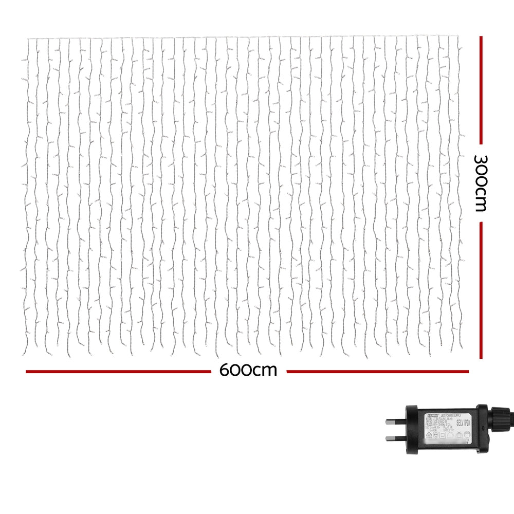 3X6M Christmas Lights Curtain Light 960 LED RGB Remote Jingle Jollys - SuperSaverAU - view 2