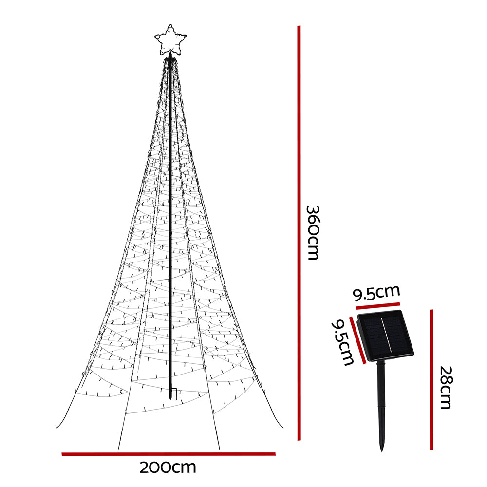 3.6M Christmas Tree 800 LED Solar Net Lights Jingle Jollys - SuperSaverAU - view 2