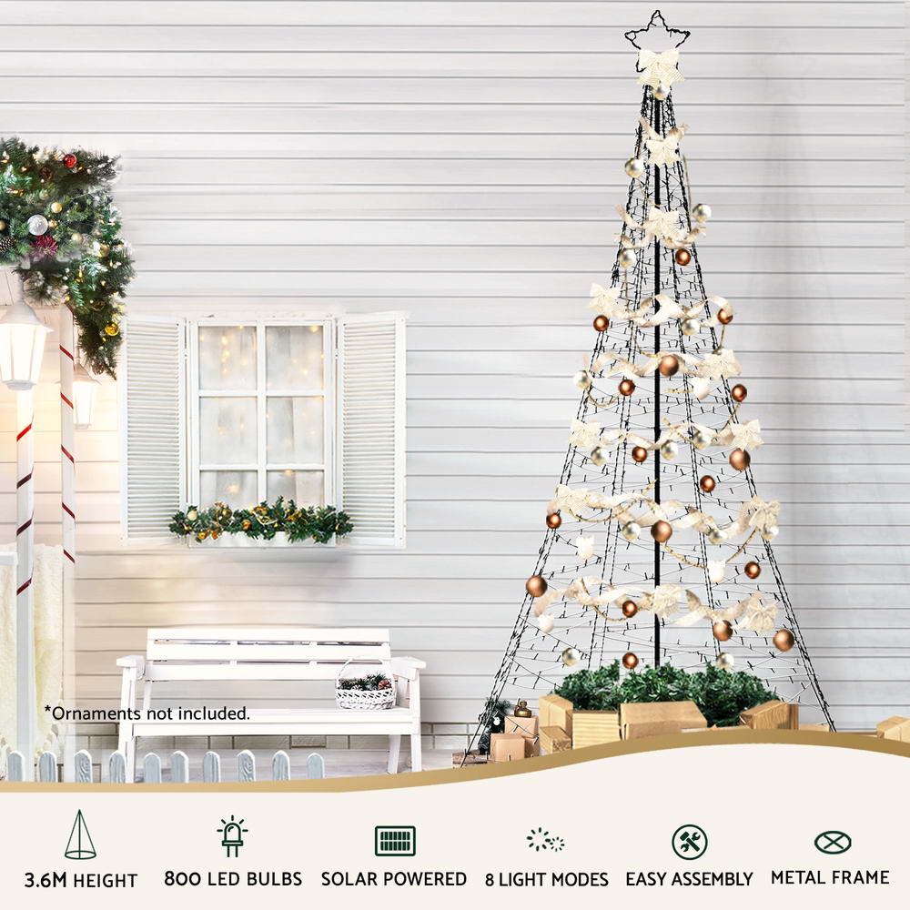3.6M Christmas Tree 800 LED Solar Net Lights Jingle Jollys - SuperSaverAU - view 4