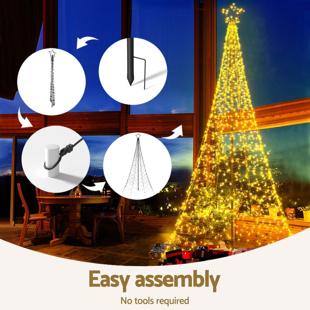 3.6M Christmas Tree 800 LED Solar Net Lights Jingle Jollys - SuperSaverAU - view 6