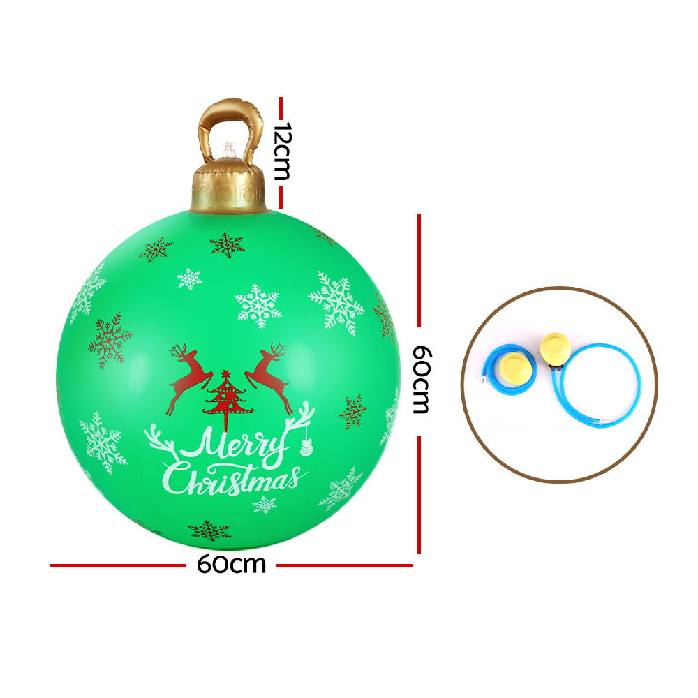 Jingle Jollys Christmas Inflatable Ball Bauble 60cm Outdoor Decoration Green - SuperSaverAU - view 2