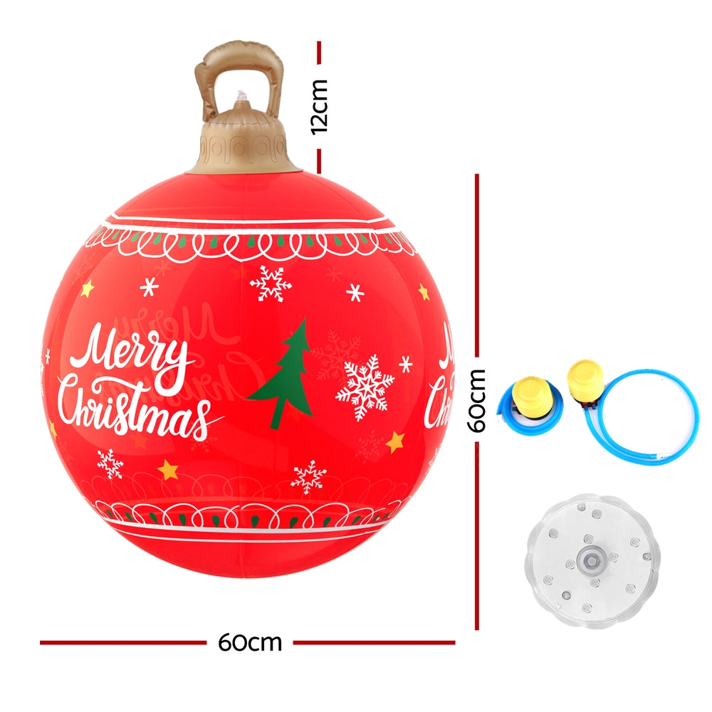 Jingle Jollys Christmas Inflatable Ball 60cm Led Illuminated Xmas Decoration Red - SuperSaverAU - view 2