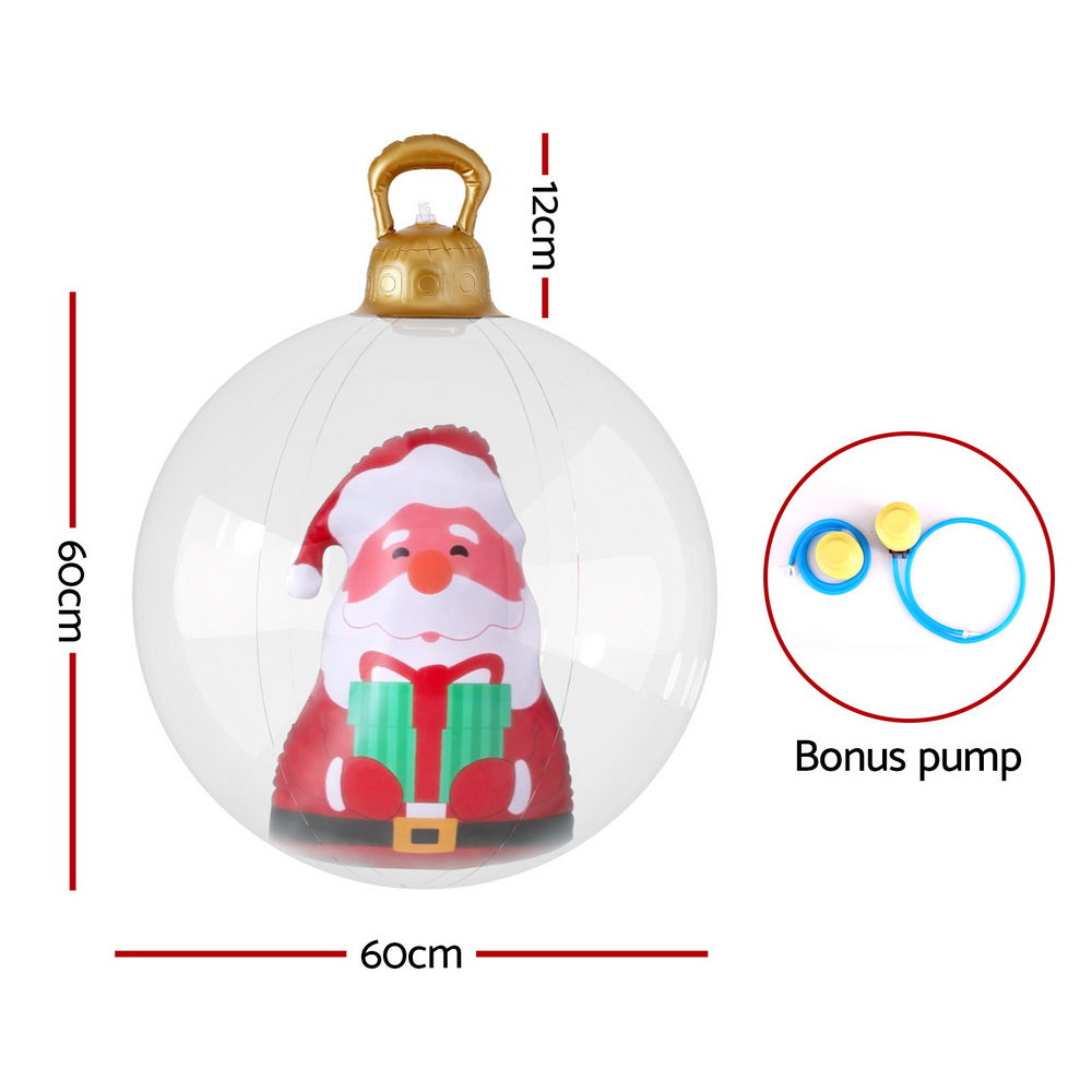 Jingle Jollys Christmas Inflatable Ball 60cm Santa Decoration Giant Bauble Clear - SuperSaverAU - view 2
