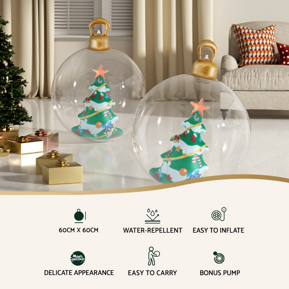 Jingle Jollys Christmas Inflatable Ball 60cm Tree Decoration Giant Bauble Clear - SuperSaverAU - view 4