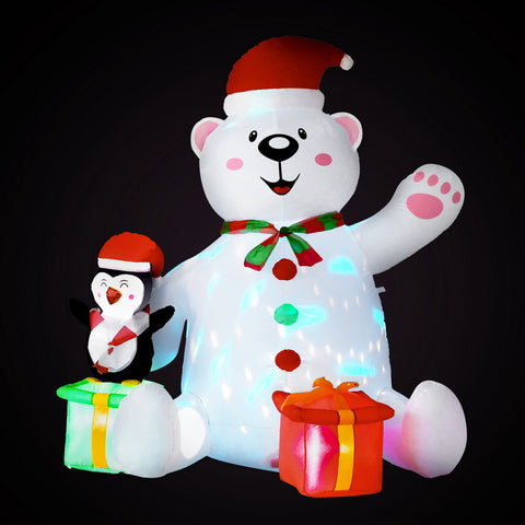 Jingle Jollys Christmas Inflatable Bear 1.8M Height LED Outdoor Decorations Illuminated - SuperSaverAU - view 1