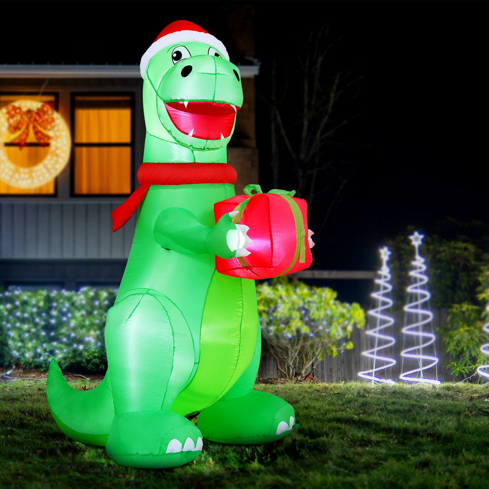 Jingle Jollys Christmas Inflatable Dinosaur 1.8M Height LED Decorations Illuminated - SuperSaverAU - view 7