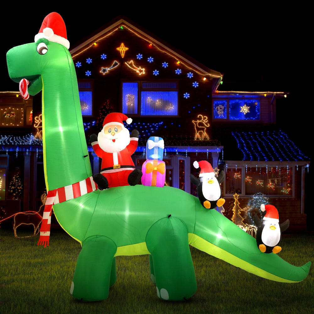 Jingle Jollys Christmas Inflatable Santa Dinosaur 3.8M Illuminated Decorations - SuperSaverAU - view 6