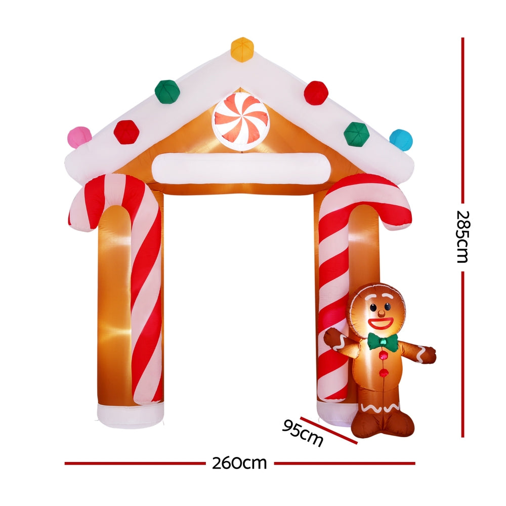 Jingle Jollys Christmas Inflatable Archwary Ginger 2.8M Illuminated Decorations - SuperSaverAU - view 2