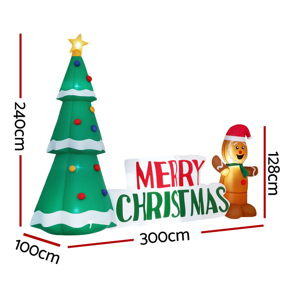 Jingle Jollys Christmas Inflatable Gingerbread Man Tree LED Illuminated Decorations - SuperSaverAU - view 2