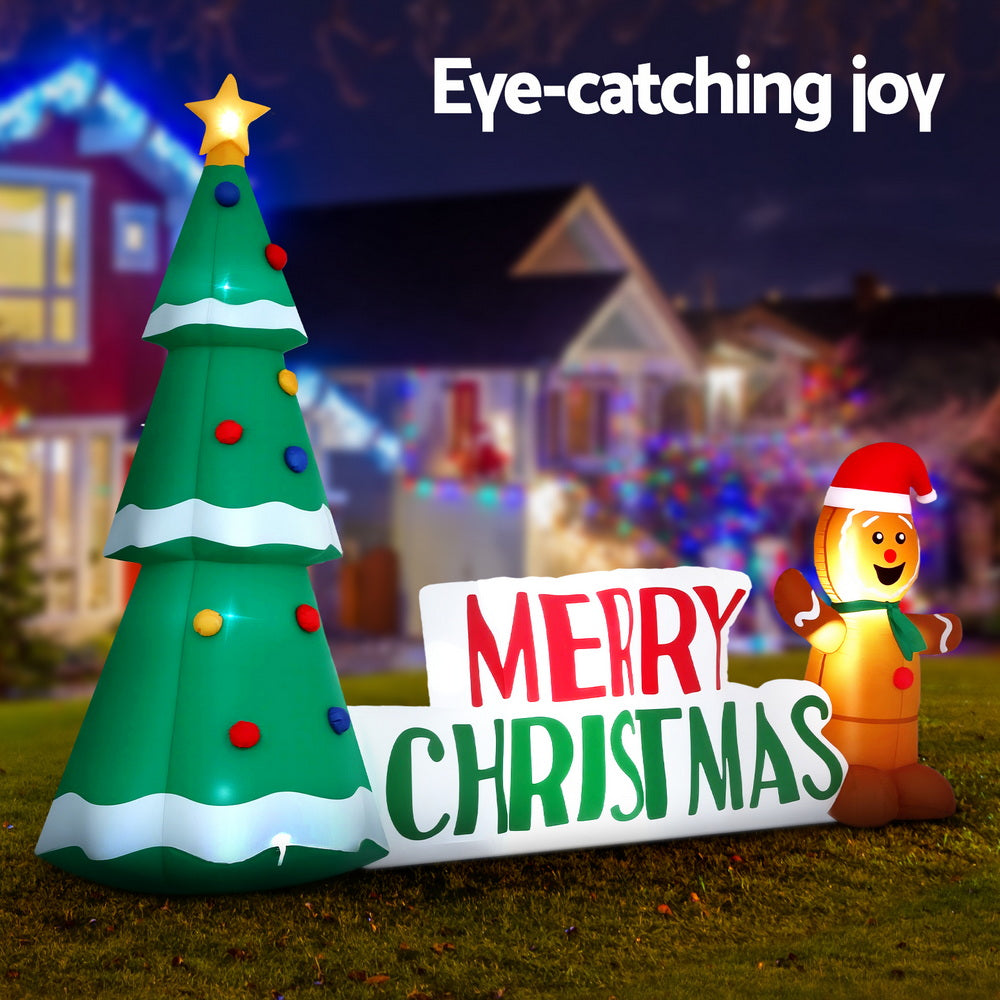 Jingle Jollys Christmas Inflatable Gingerbread Man Tree LED Illuminated Decorations - SuperSaverAU - view 3