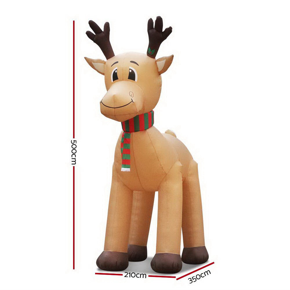 Jingle Jollys Christmas Inflatable Reindeer 5M Illuminated Decorations - SuperSaverAU - view 2