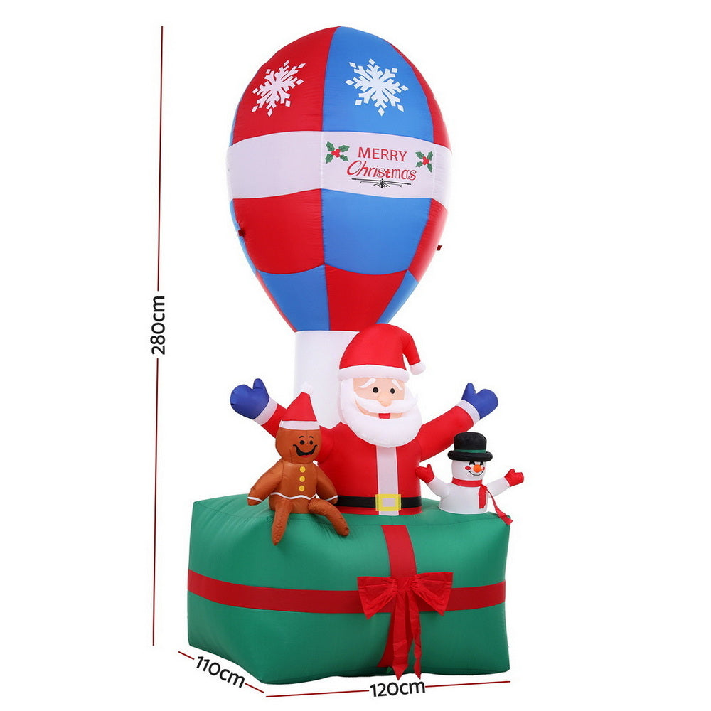 Jingle Jollys Christmas Inflatable Santa in Ballon 2.8M Height LED Decorations Illuminated - SuperSaverAU - view 2