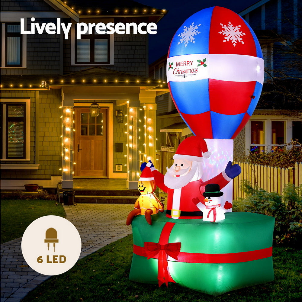 Jingle Jollys Christmas Inflatable Santa in Ballon 2.8M Height LED Decorations Illuminated - SuperSaverAU - view 4