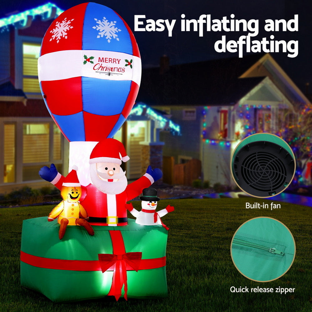 Jingle Jollys Christmas Inflatable Santa in Ballon 2.8M Height LED Decorations Illuminated - SuperSaverAU - view 5