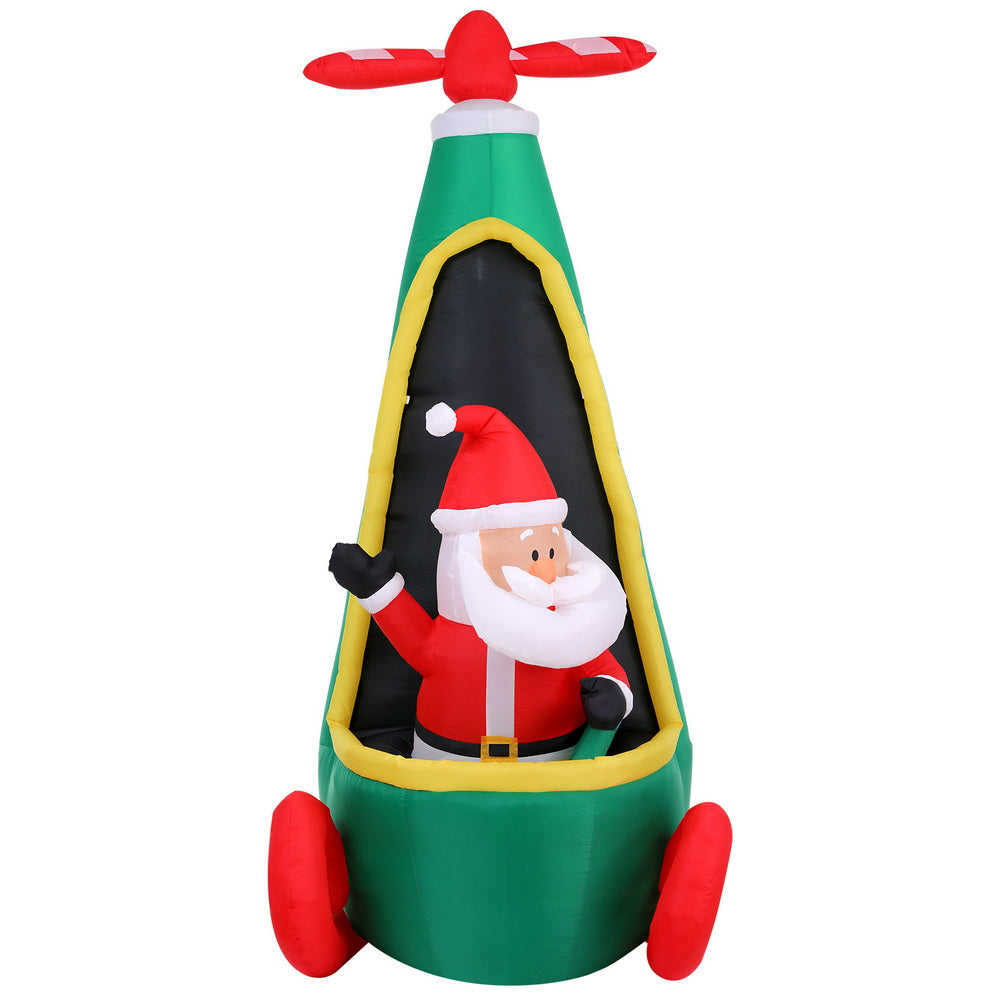 Jingle Jollys Christmas Inflatable Santa in Helicopter 2.55M Height LED Illuminated Decorations - SuperSaverAU - view 2