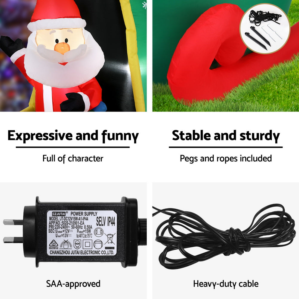 Jingle Jollys Christmas Inflatable Santa in Helicopter 2.55M Height LED Illuminated Decorations - SuperSaverAU - view 5