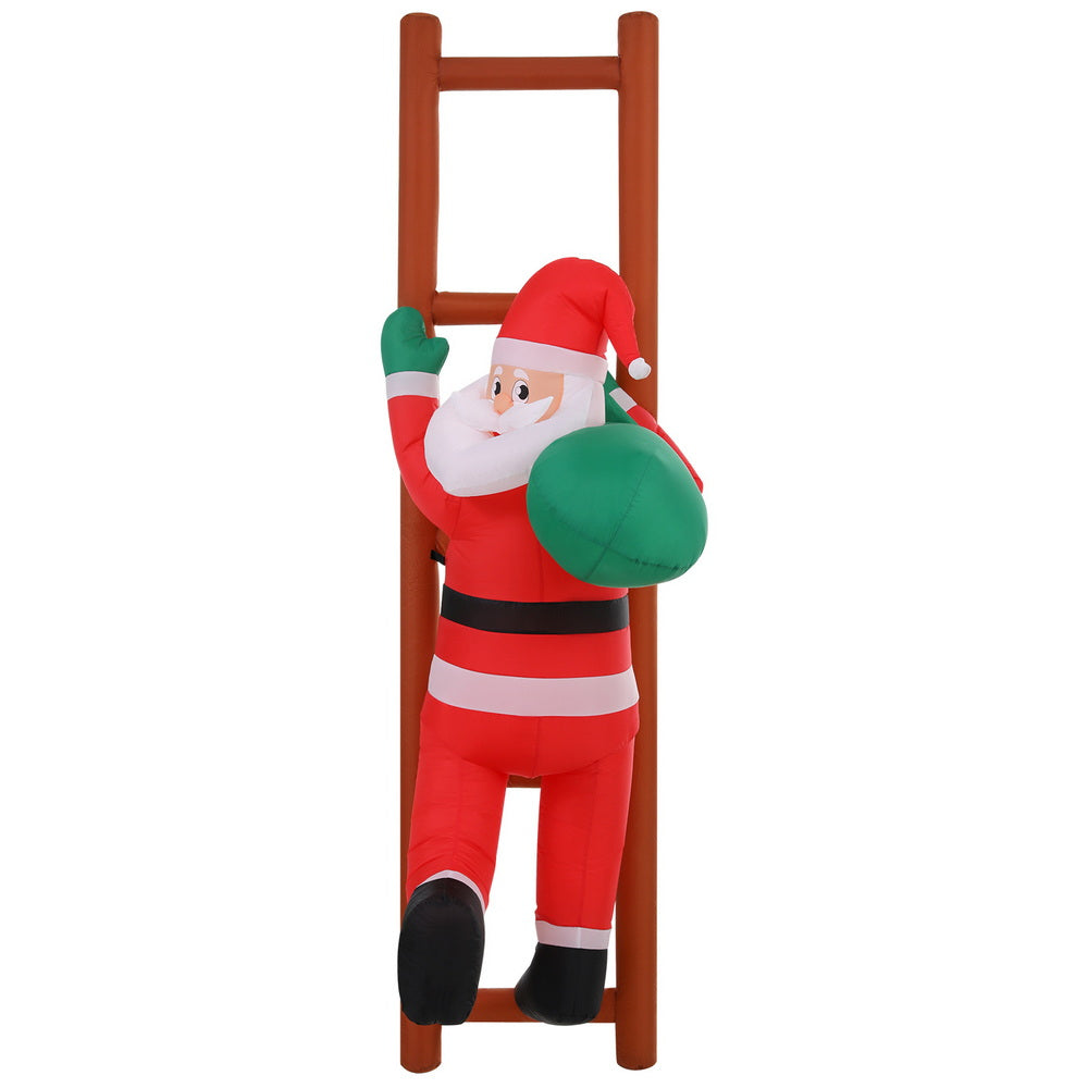 Jingle Jollys Christmas Inflatable Santa Climbing Ladder 2.45M Height LED Decorations Illuminated - SuperSaverAU - view 3