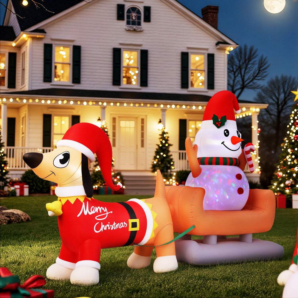 Jingle Jollys Christmas Inflatable Snowman Dog 4.2M Tall Outdoor Decorations Illuminated - SuperSaverAU - view 6