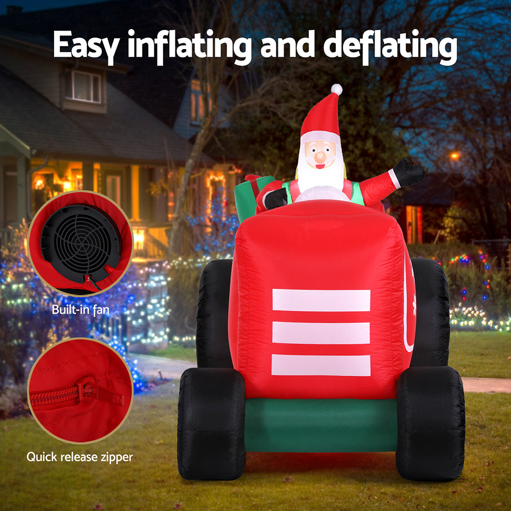 Jingle Jollys Christmas Inflatable Santa Truck 2.6M Length LED Decorations Illuminated - SuperSaverAU - view 5