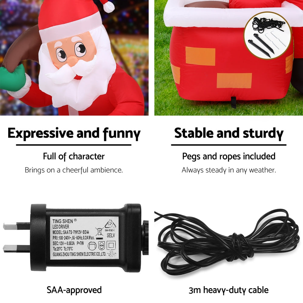Jingle Jollys Christmas Inflatable Santa Illuminated Decorations - SuperSaverAU - view 5